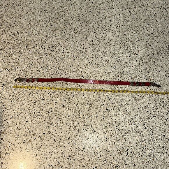 Vintage red leather serpent snake hardware belt medium m - Picture 5 of 5
